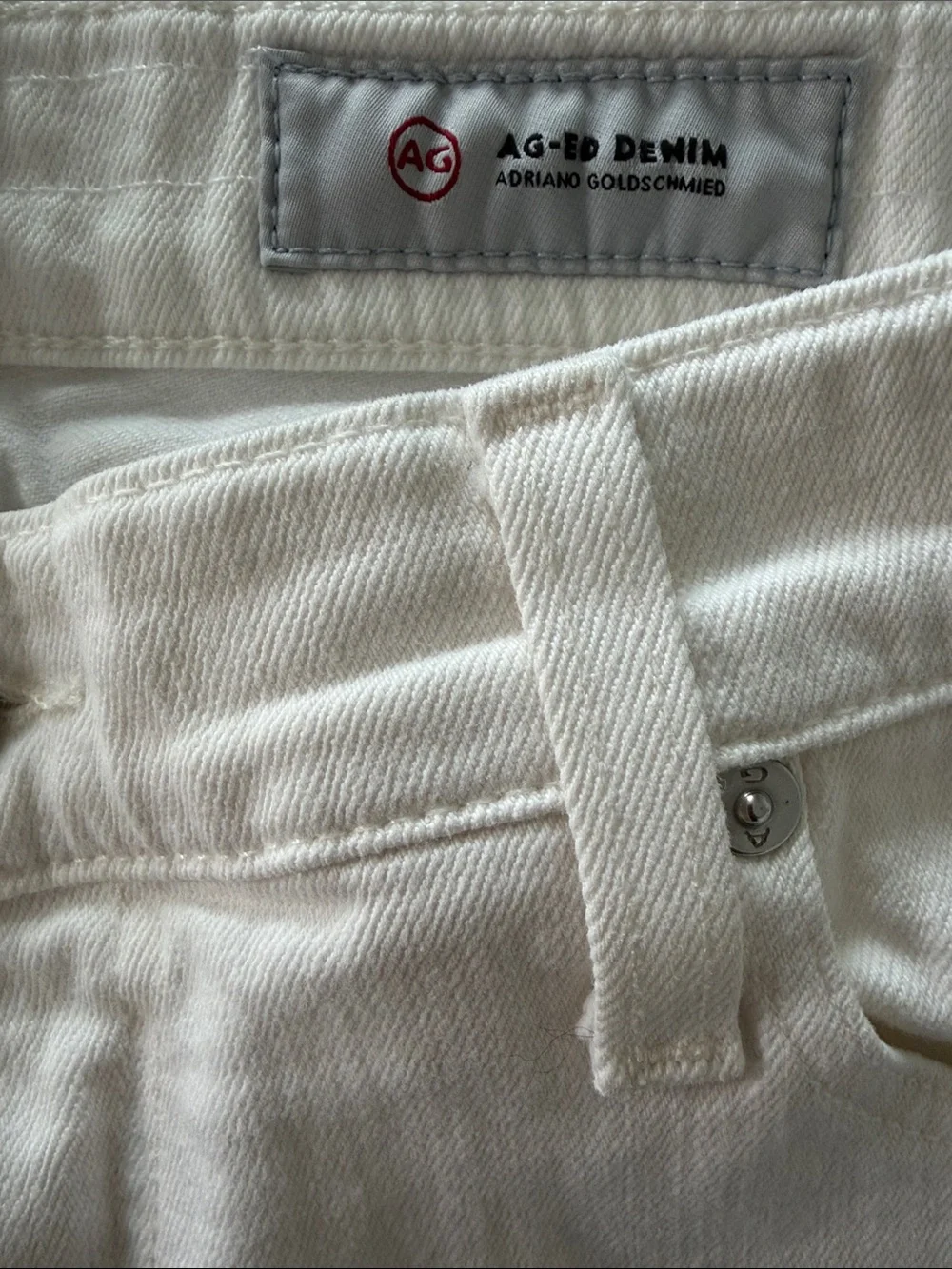 AG Adriano Goldschmied Nikki Bermuda Shorts Women 31 White Denim Raw Hem